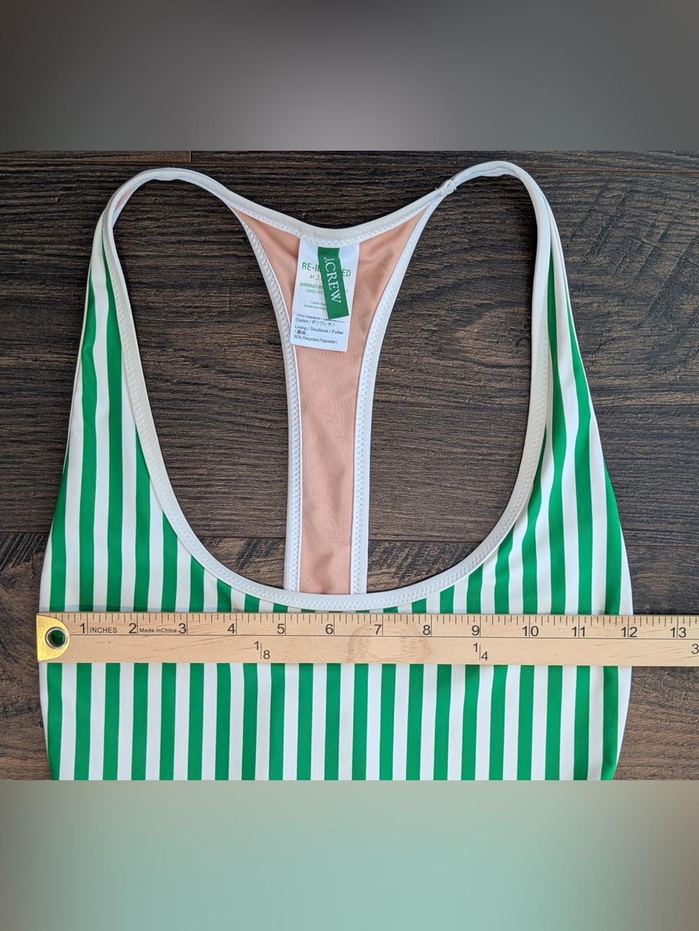 J. Crew Racerback One-piece Swimsuit in Stripe Kelly Green Size 6 - Picture 13 of 13